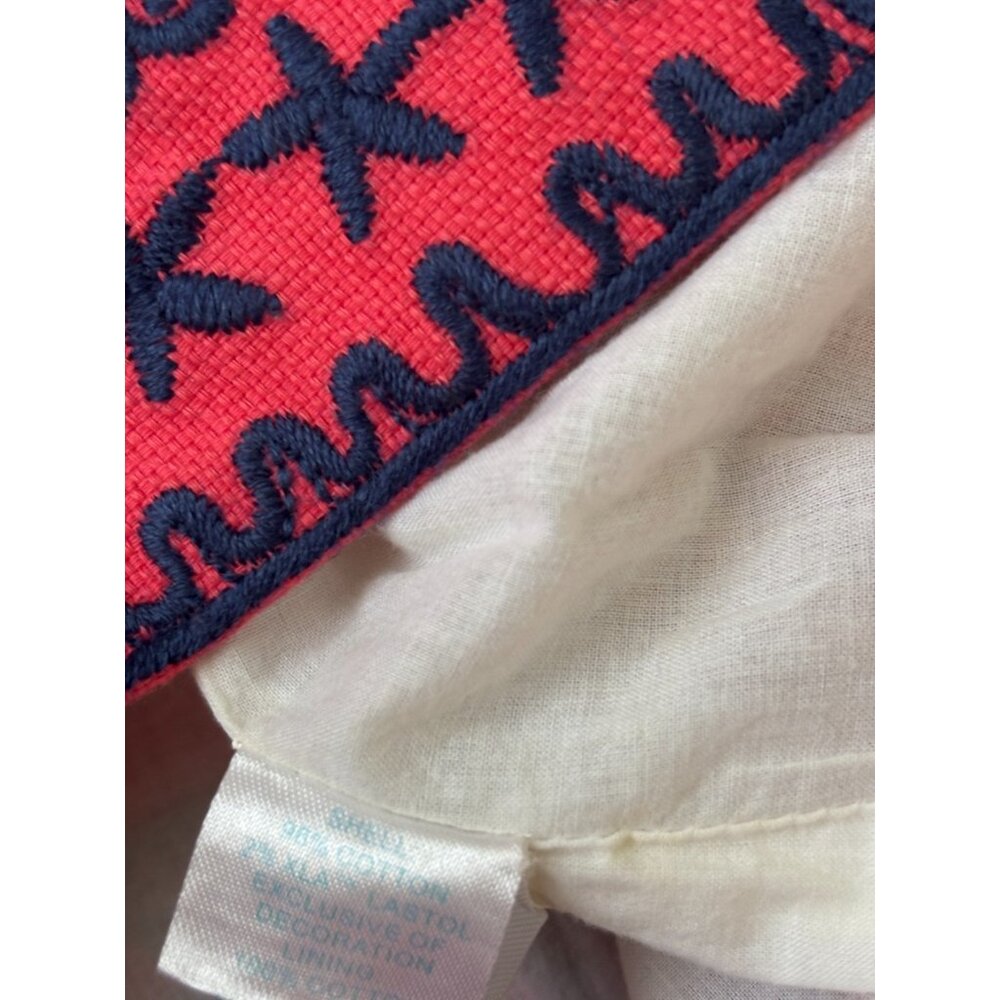 Lily Pulitzer Womens Strapless Shift Dress Size 6 Pink w/ Blue Embroidery Cotton - Picture 5 of 6